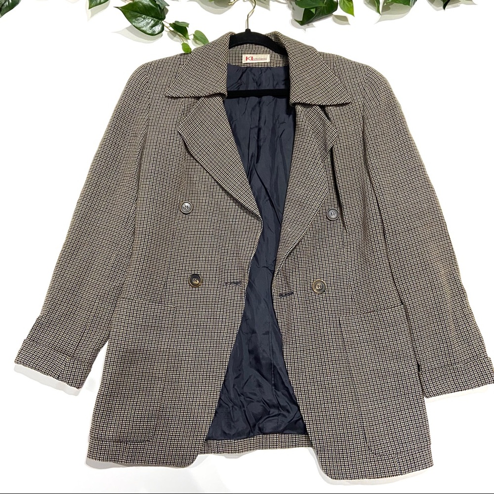 Karl Lagerfeld Houndstooth Wool Blazer vintage
